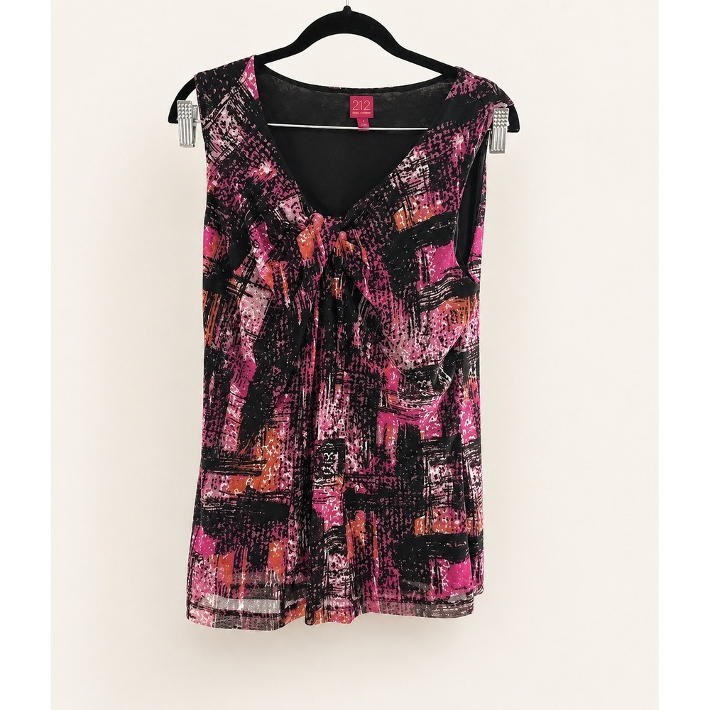 212 Collection Womens M Abstract Print Sleeveless Lined Tunic Top Y2K